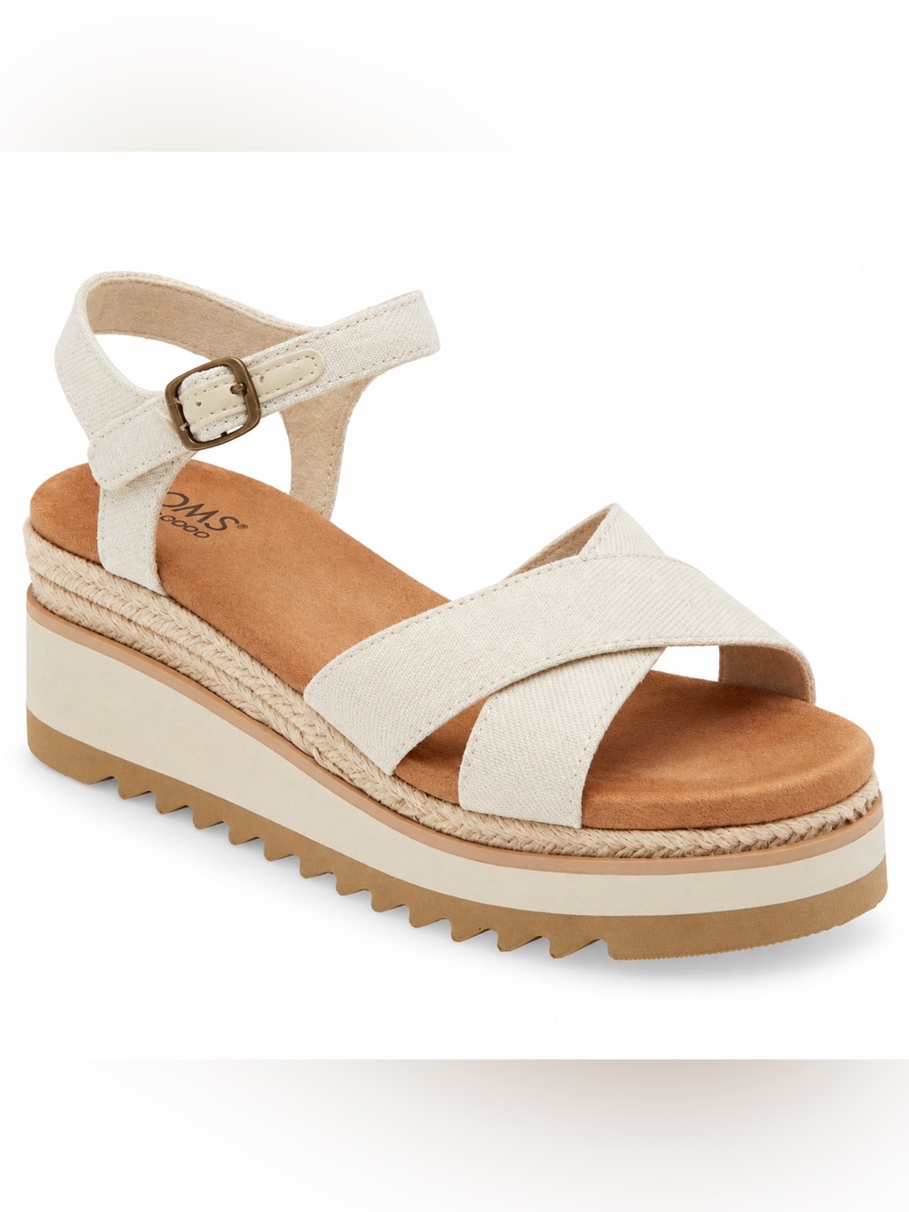 TOMS Gia Cream Platform Espadrille Sandals with Ankle Strap Size 12 NIB